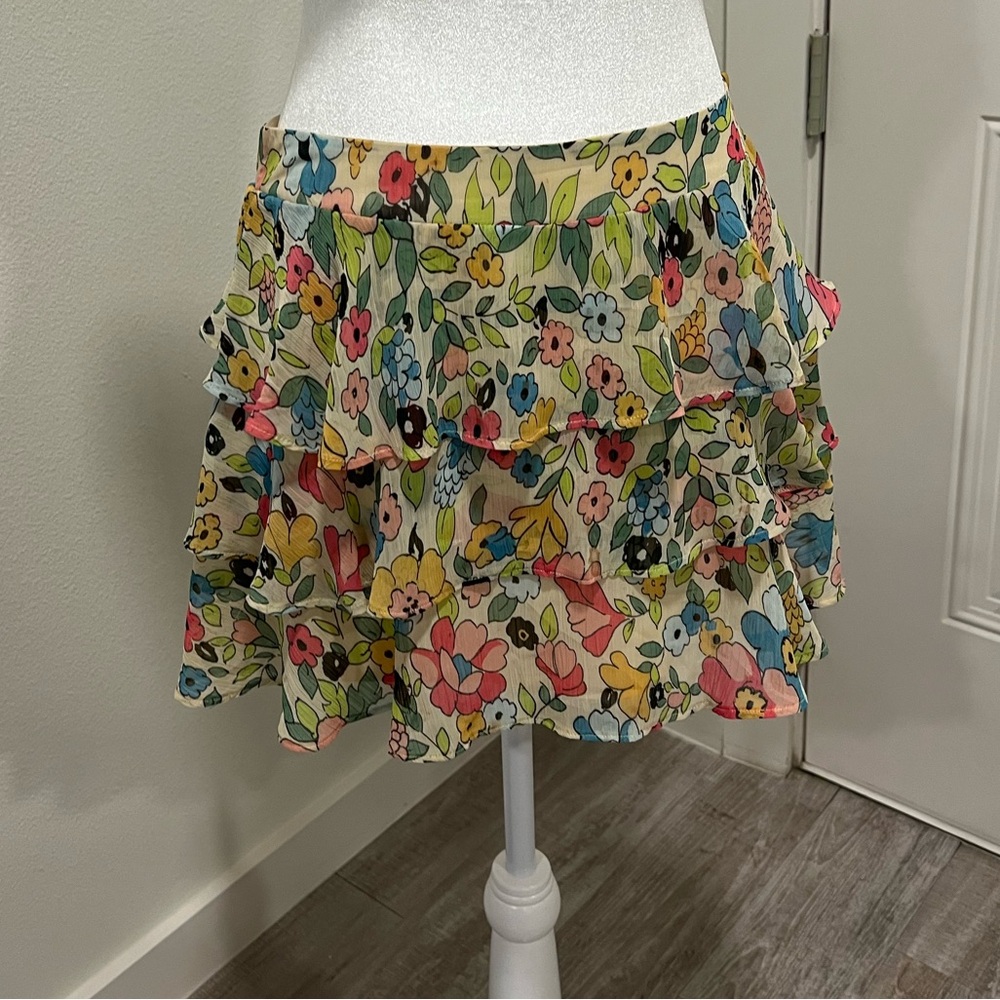 5th Culture Multicolor Floral Mini Skirt